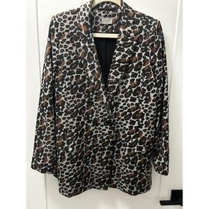 Marella Leopard Print Double Breasted Blazer Business Casual Weekend Sporty